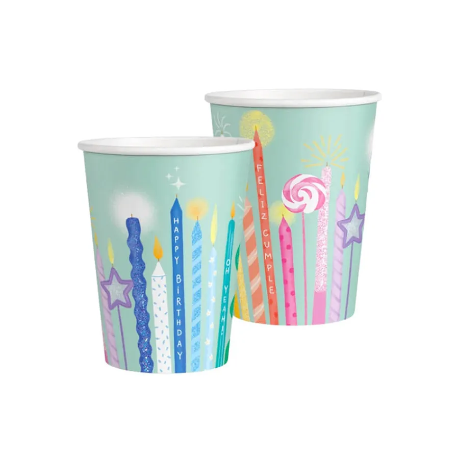 Χάρτινα ποτήρια βεραμάν με κεράκια γενεθλίων - 10τμχ.