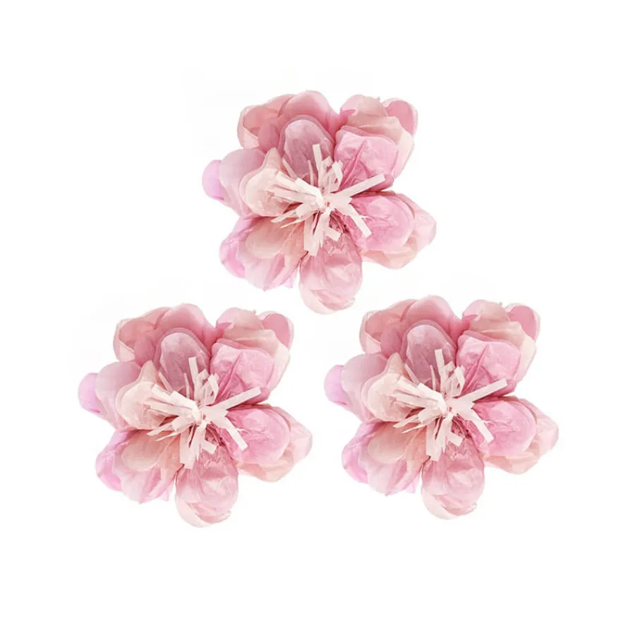 Άγριο τριαντάφυλλο ροζ από χαρτί αφής 13εκ. - 3τμχ.