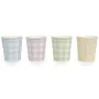 Χάρτινα ποτήρια καρό ροζ/σιέλ/κίτρινα/λαχανί - 8τμχ.