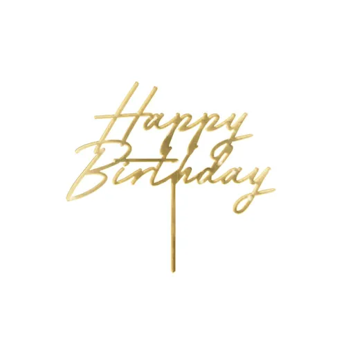Διακοσμητικό για τούρτα ''Happy Birthday'' ακρυλικό χρυσό