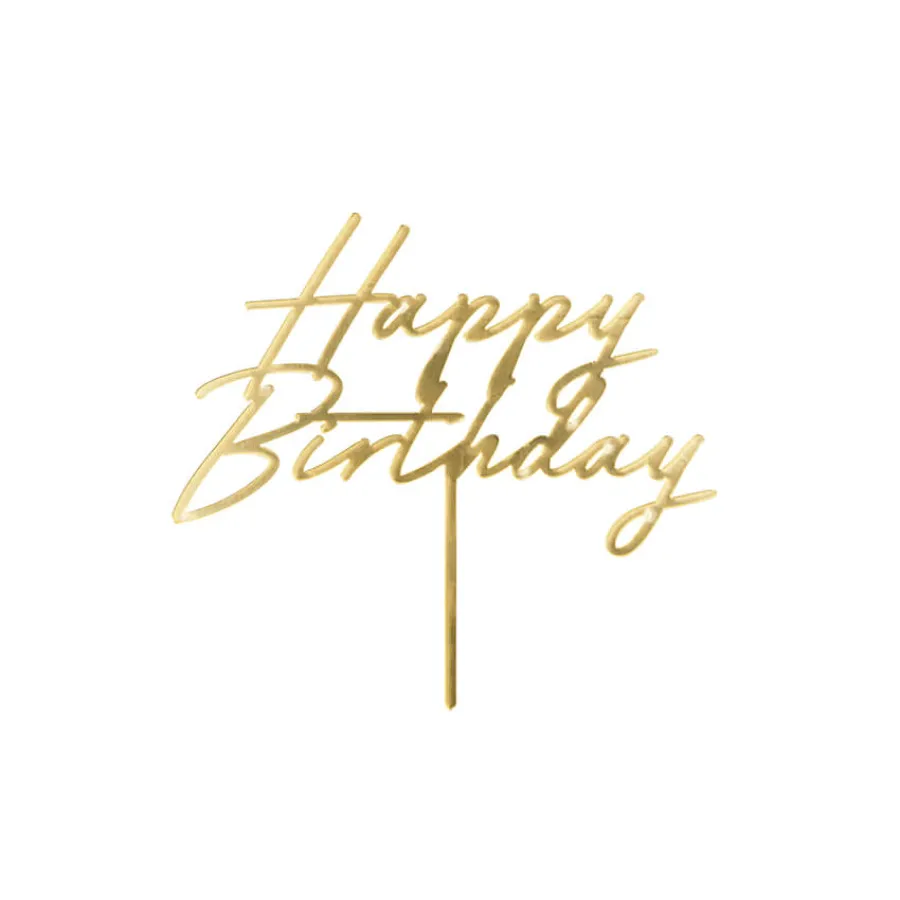 Διακοσμητικό για τούρτα ''Happy Birthday'' ακρυλικό χρυσό