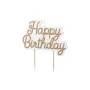 Κεράκι ''Happy Birthday'' λευκό με χρυσά γράμματα
