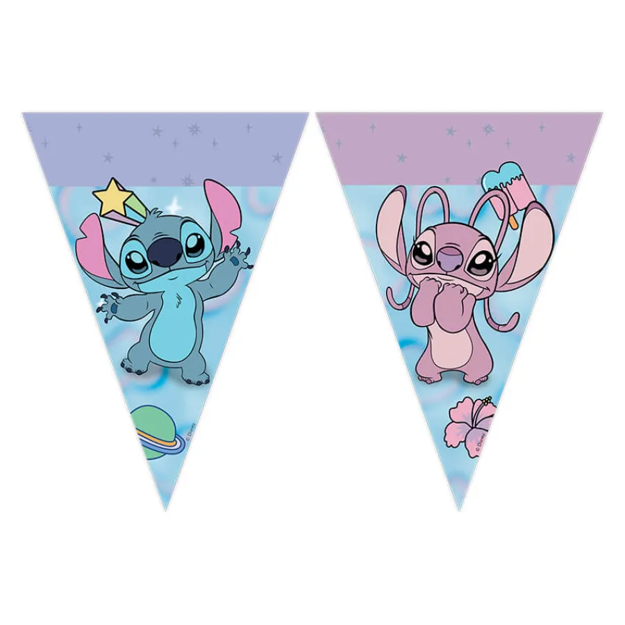 Σημαιάκια Stitch & Angel λιλά