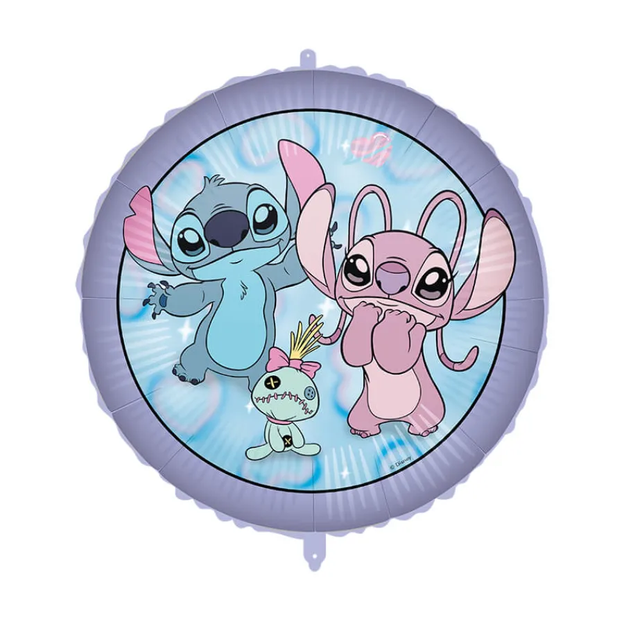 Μπαλόνι foil στρογγυλό Stitch & Angel λιλά
